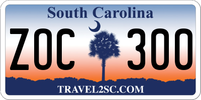 SC license plate ZOC300