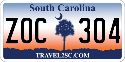 SC license plate ZOC304