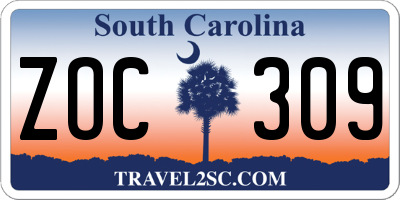 SC license plate ZOC309