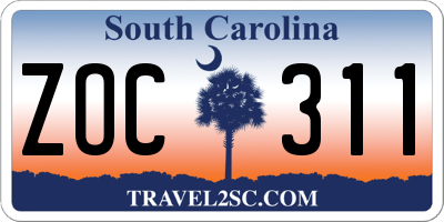 SC license plate ZOC311