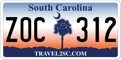 SC license plate ZOC312