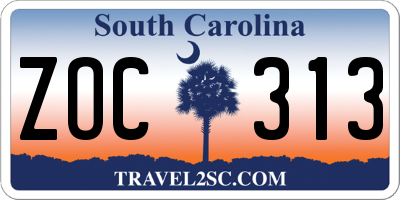 SC license plate ZOC313