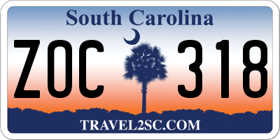 SC license plate ZOC318