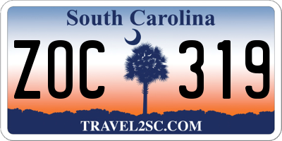 SC license plate ZOC319