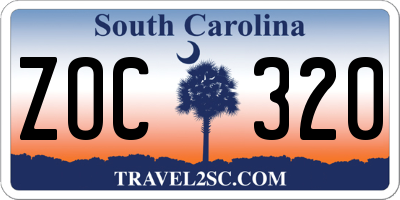 SC license plate ZOC320