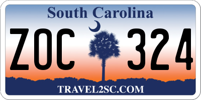 SC license plate ZOC324