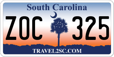 SC license plate ZOC325