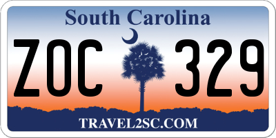 SC license plate ZOC329