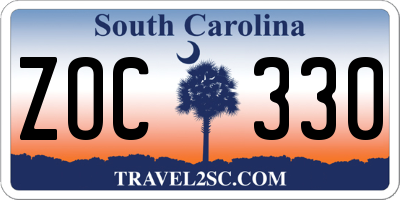 SC license plate ZOC330