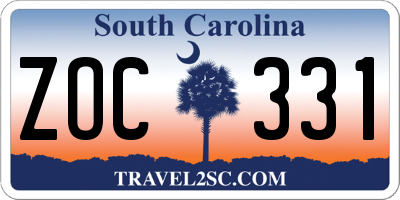 SC license plate ZOC331