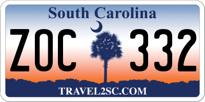 SC license plate ZOC332