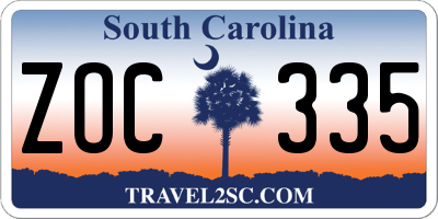 SC license plate ZOC335