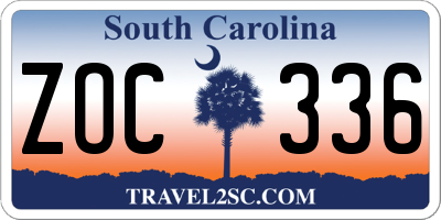 SC license plate ZOC336