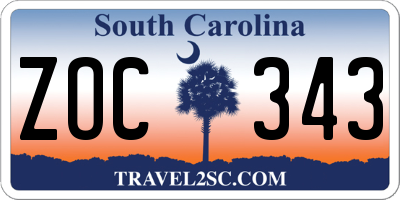 SC license plate ZOC343
