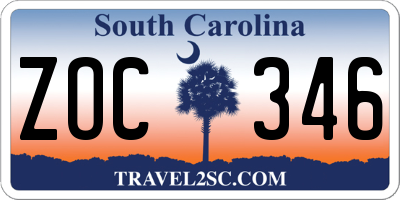 SC license plate ZOC346