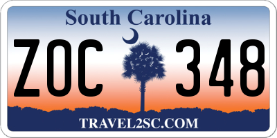 SC license plate ZOC348
