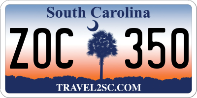 SC license plate ZOC350