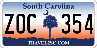 SC license plate ZOC354