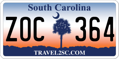 SC license plate ZOC364