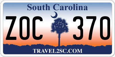 SC license plate ZOC370