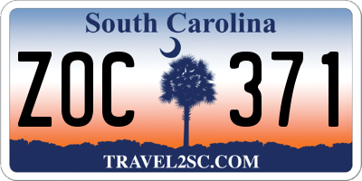 SC license plate ZOC371