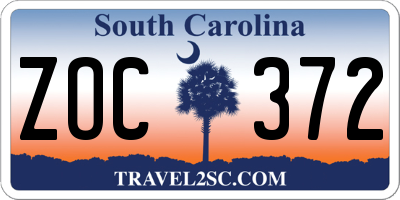 SC license plate ZOC372