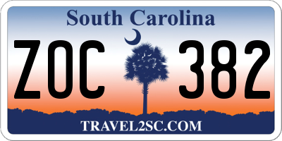 SC license plate ZOC382