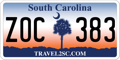 SC license plate ZOC383