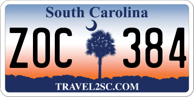 SC license plate ZOC384