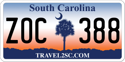 SC license plate ZOC388