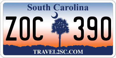 SC license plate ZOC390