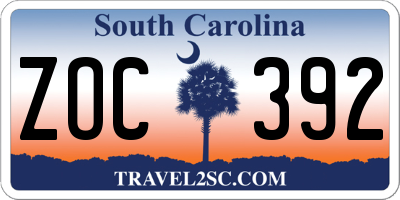 SC license plate ZOC392