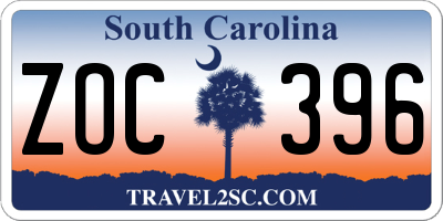 SC license plate ZOC396