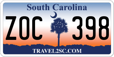 SC license plate ZOC398