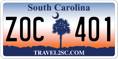 SC license plate ZOC401