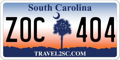 SC license plate ZOC404