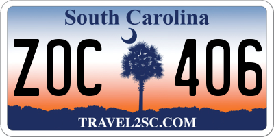 SC license plate ZOC406