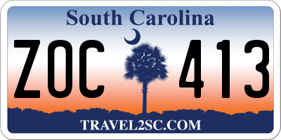 SC license plate ZOC413