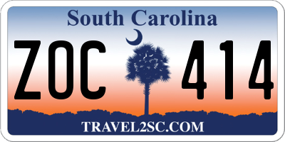 SC license plate ZOC414