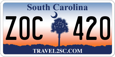 SC license plate ZOC420
