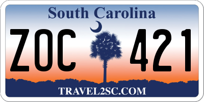 SC license plate ZOC421