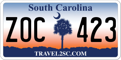SC license plate ZOC423