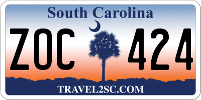 SC license plate ZOC424