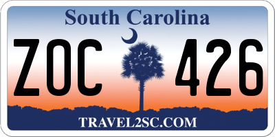 SC license plate ZOC426