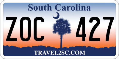 SC license plate ZOC427