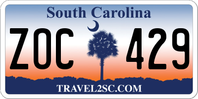 SC license plate ZOC429