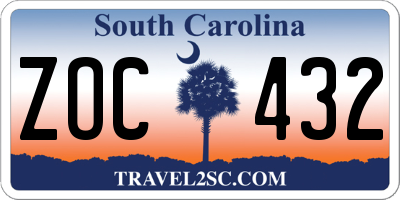 SC license plate ZOC432