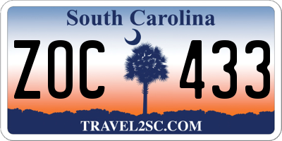 SC license plate ZOC433