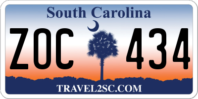SC license plate ZOC434