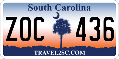SC license plate ZOC436